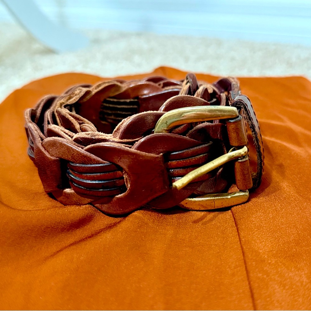 Brown Leather Braided Belt